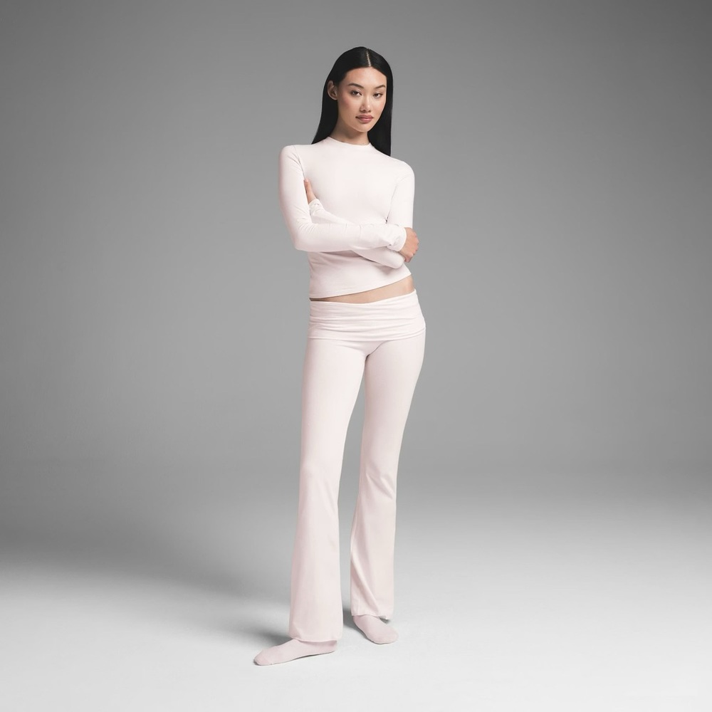 SKIMS Barely Pink Cotton Jersey Foldover Pants